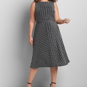 METALLIC-STRIPED FIT & FLARE DRESS22/24